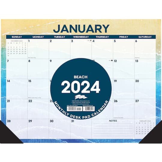 2024 Beach Monthly Desk Calendar